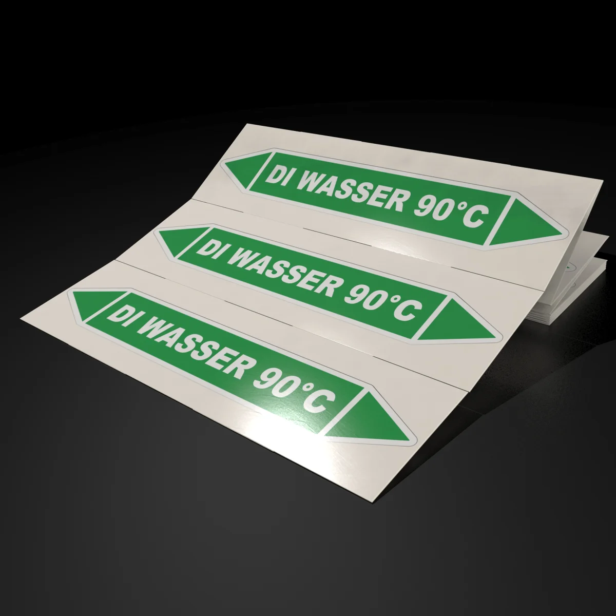 Rohrleitungsaufkleber DI Wasser 90°C | Leitungskennzeichnung